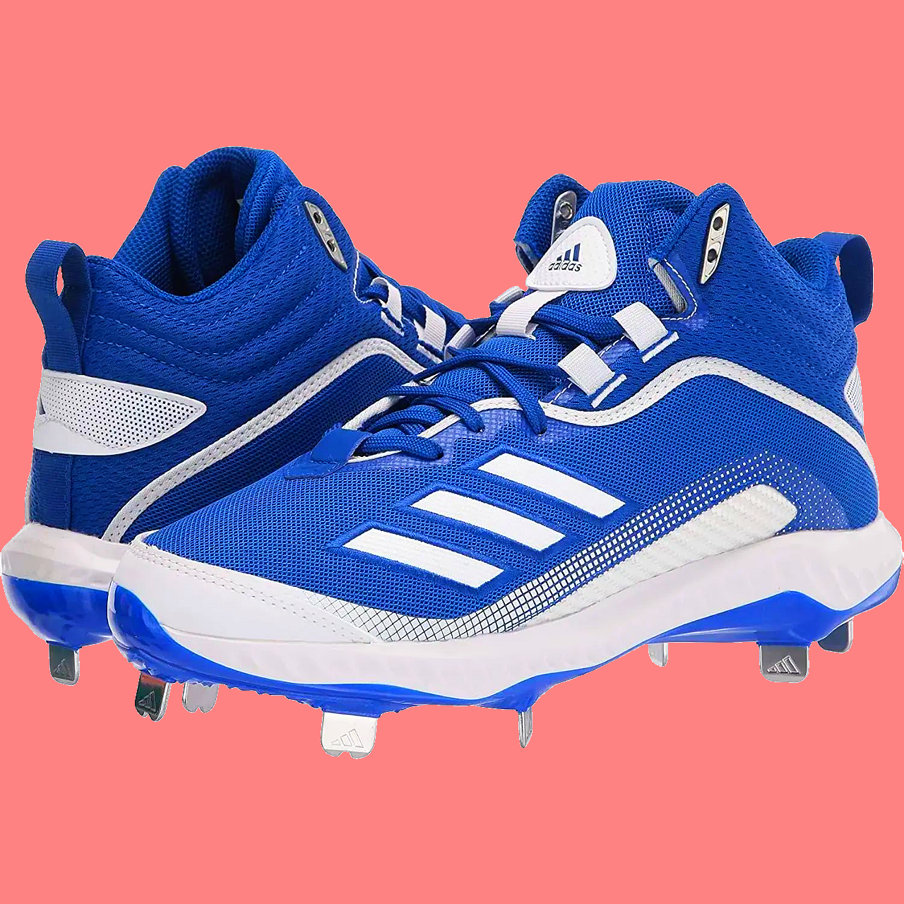 Adidas Icon 6 Bounce Mid Metal Baseball Cleats FV9357 Blue/White Size 15 Mens