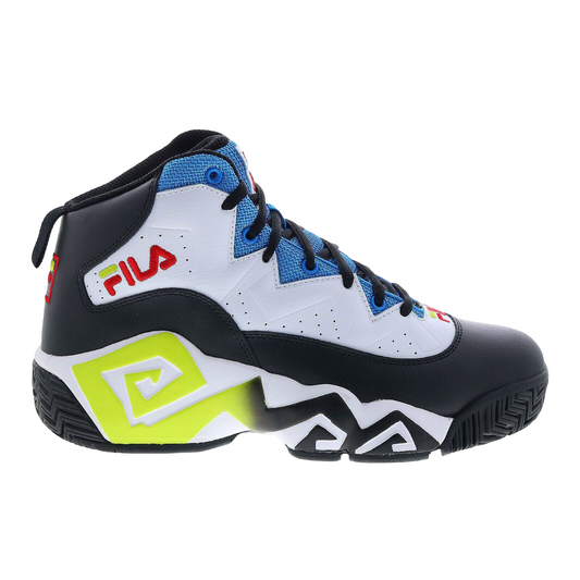 FILA Men's Jamal Mashburn Retro Basketball Shoe White Black Blue Size 9.5 Sneaker